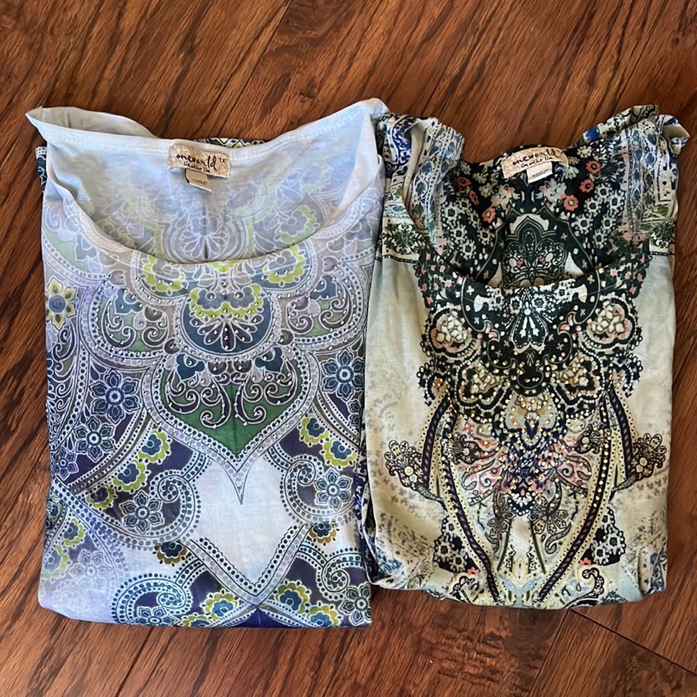 2 SPARKLING ‘One World’ tshirts, size 1X